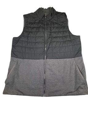 lululemon athletica Vest Men's Large Black/Gray Puffer Full Zip Pockets Workout